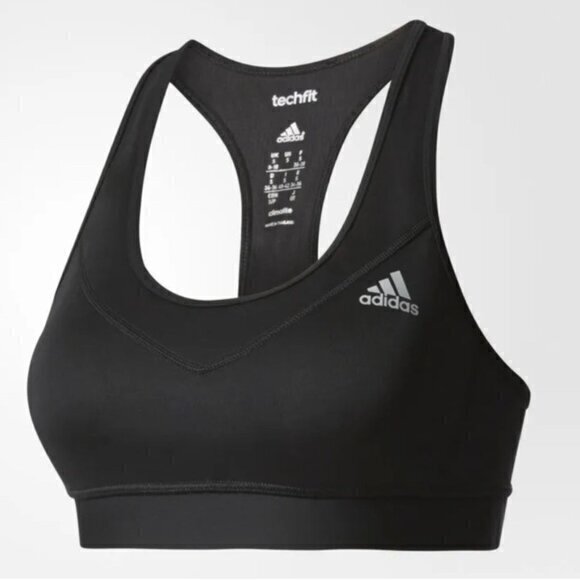 “NWT" Adidas Women`s Climalite Techfit Solid Black Bra Size XS - Picture 2 of 13